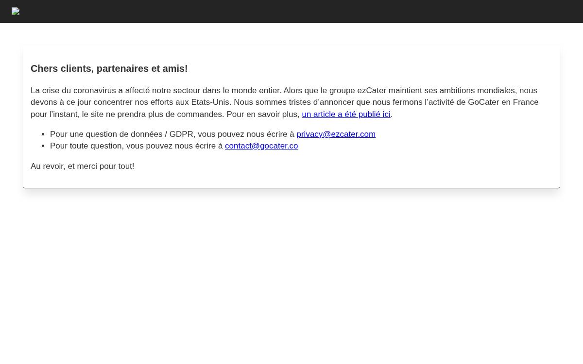 GoCater website preview