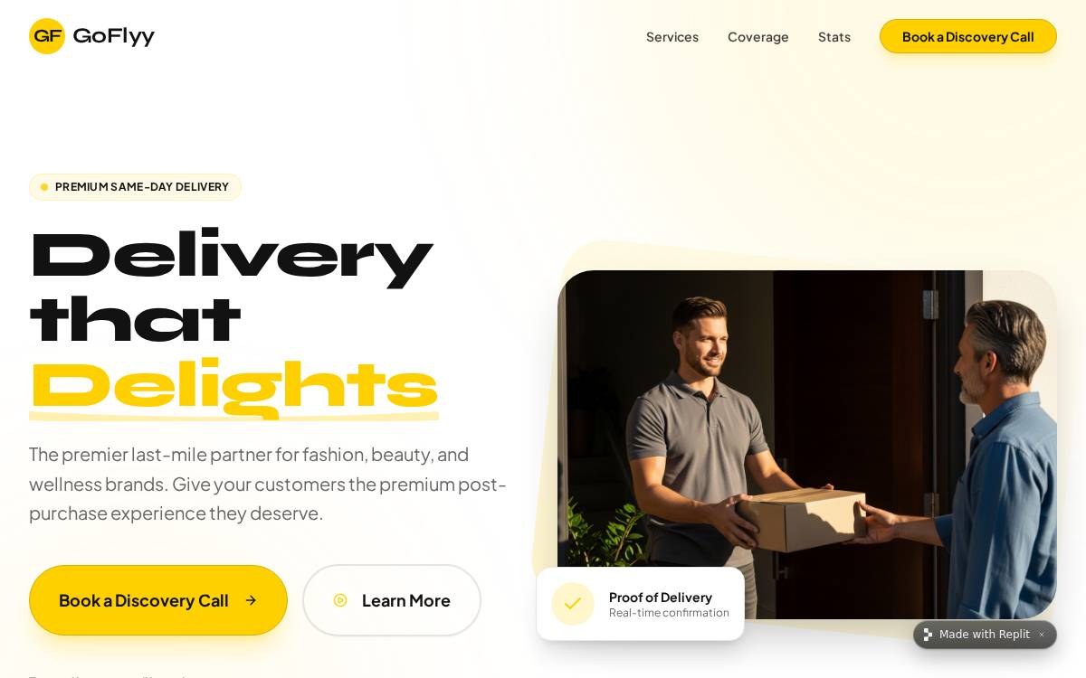 GoFlyy website preview