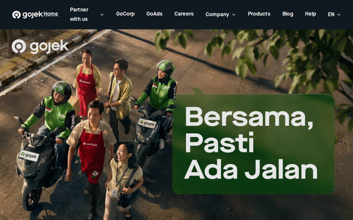 Go Jek website preview