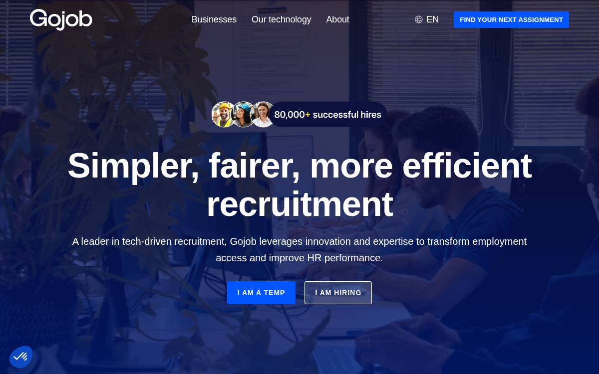 Gojob website preview