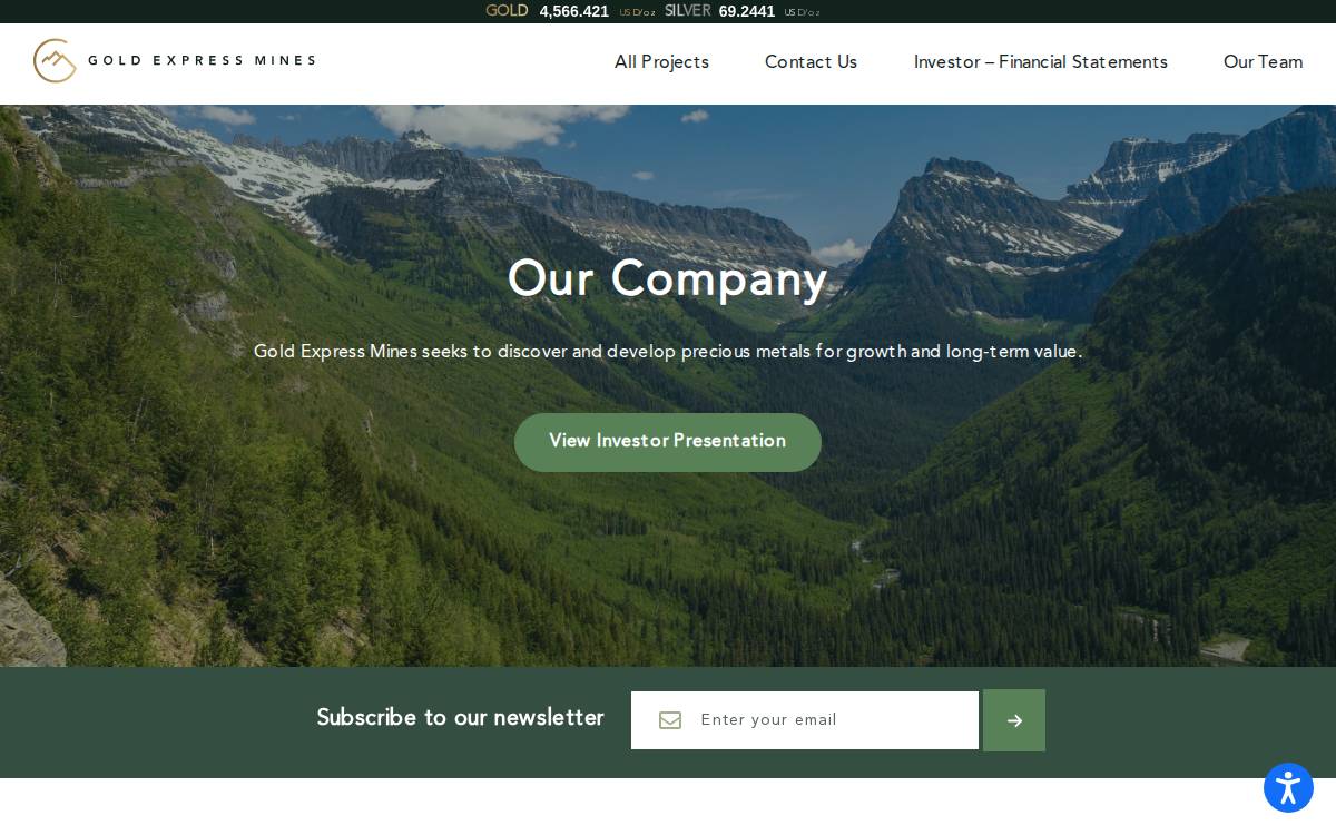 Gold Express Mines website preview
