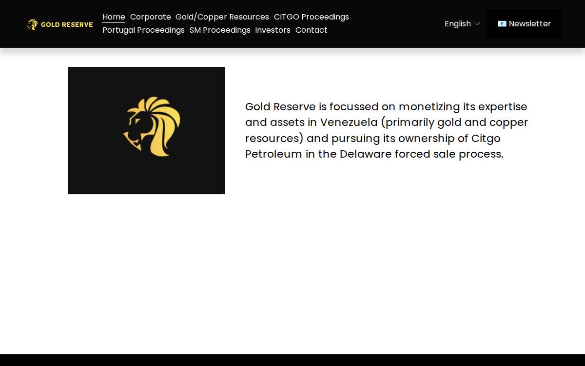 Gold Reserve website preview