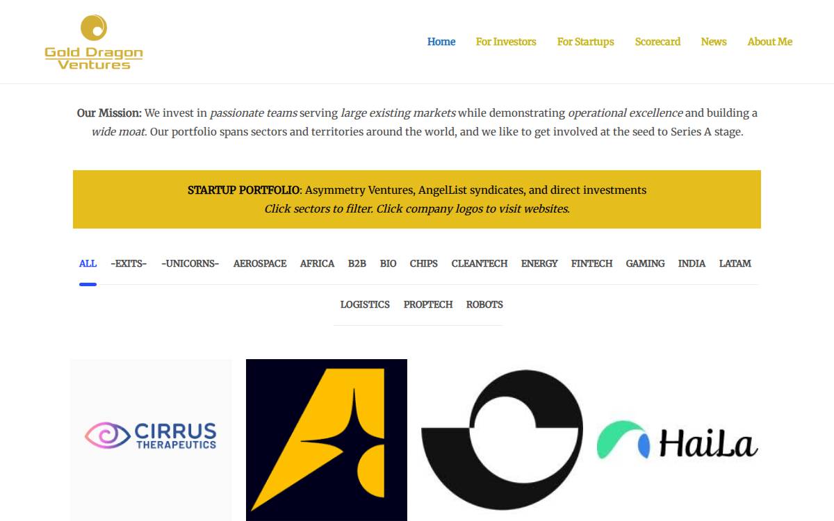 Golddragonventures website preview