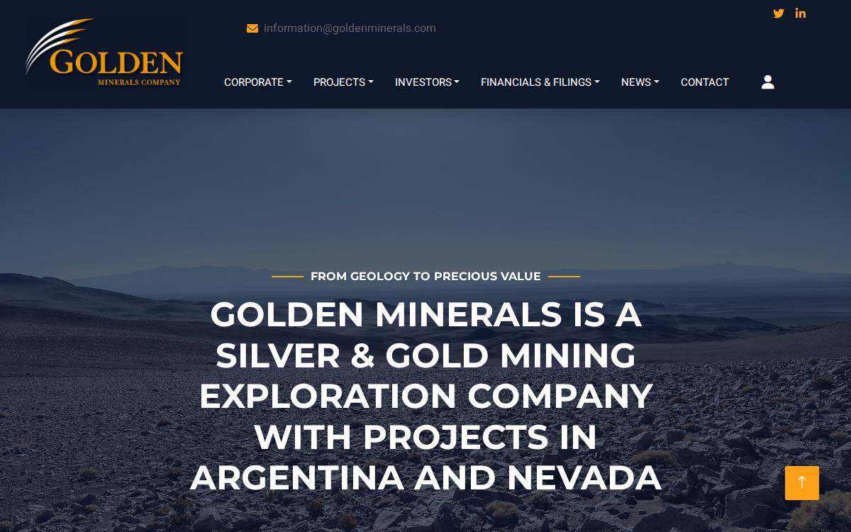 Golden Minerals website preview
