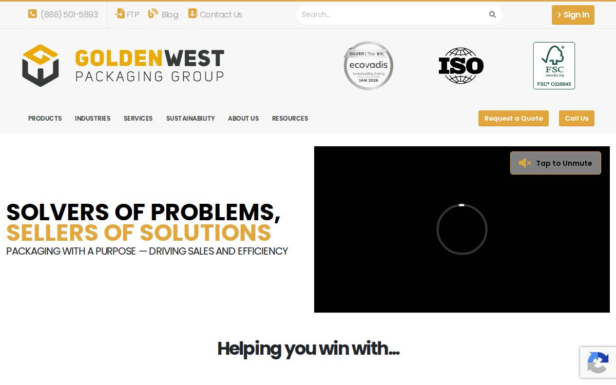 Golden West Packaging Group website preview