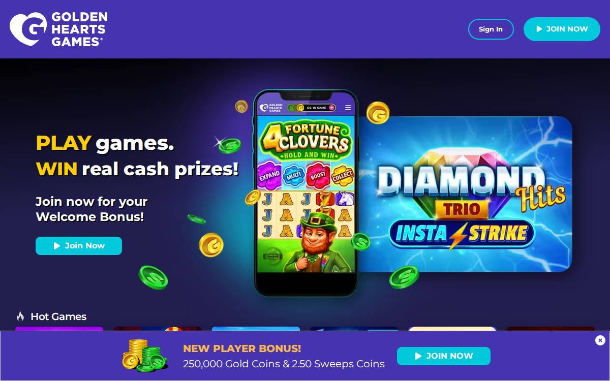 Golden Hearts Games website preview