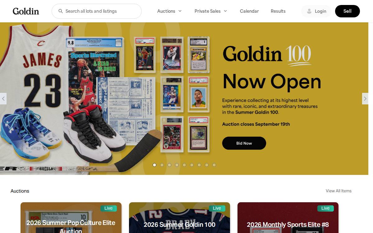 Goldin website preview