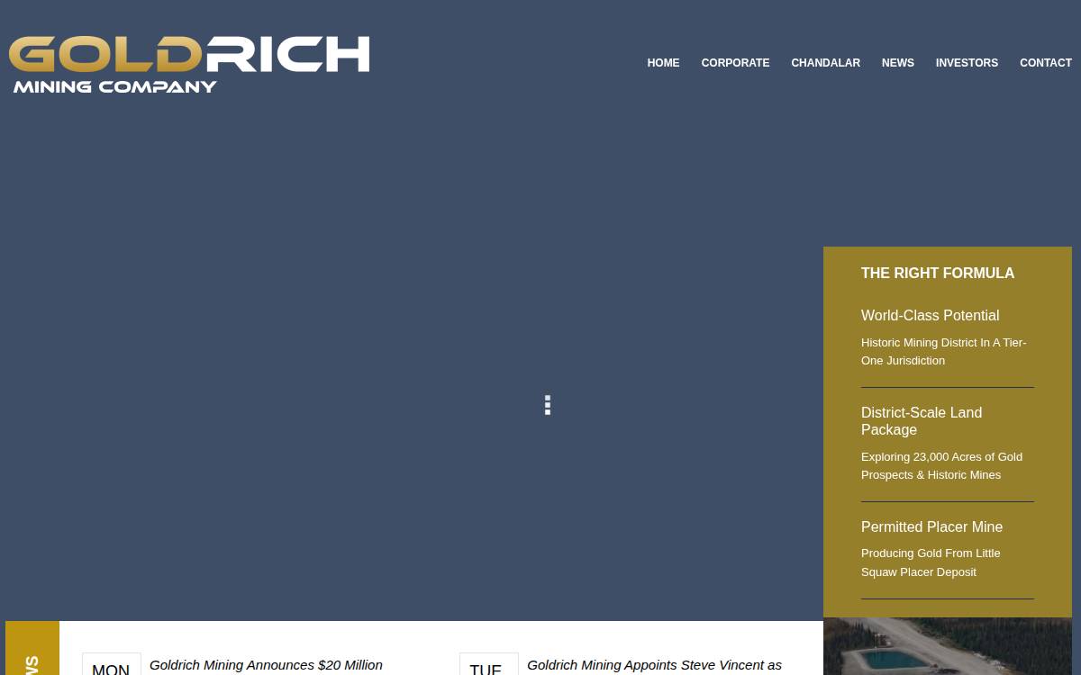 Goldrich Mining website preview