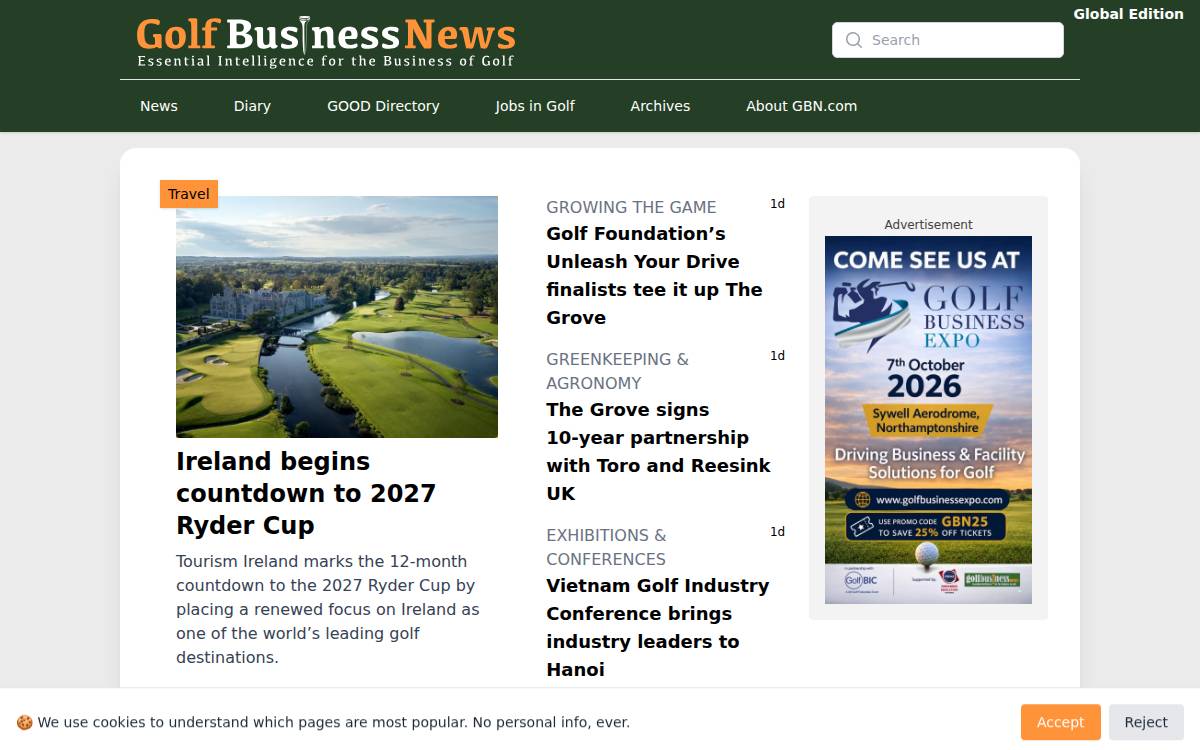 Golfbusinessnews website preview