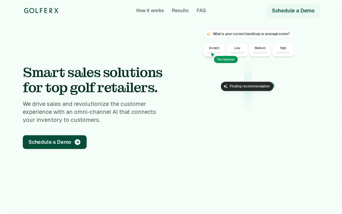 GolferX website preview