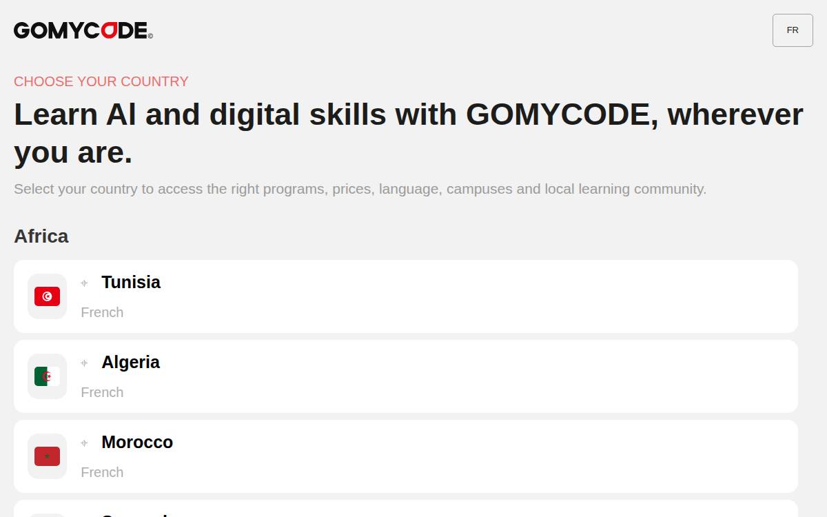 Gomycode website preview