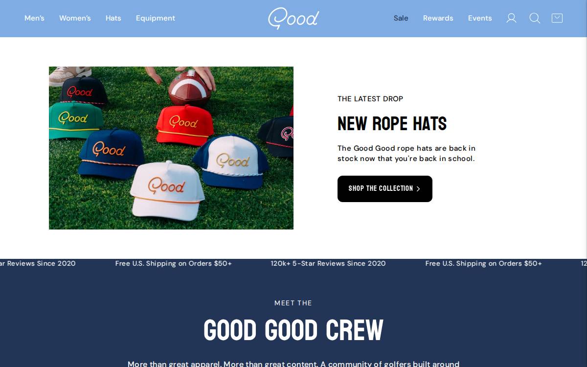 Good Good Golf website preview