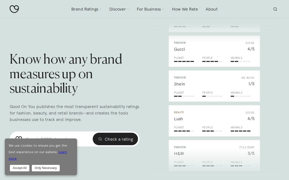 Good On You website preview
