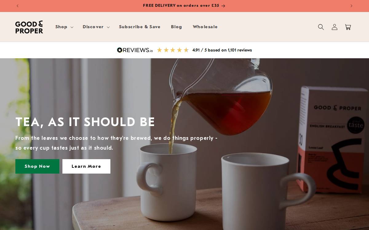 Good & Proper Tea website preview