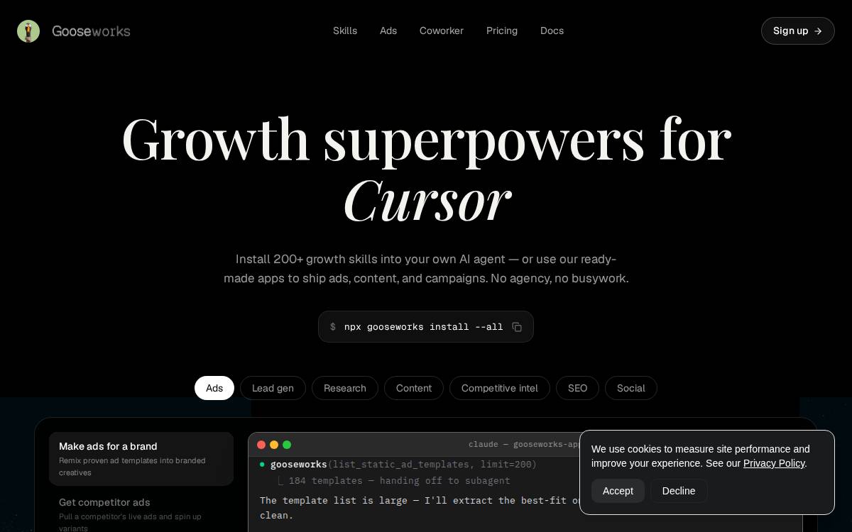 Gooseworks website preview