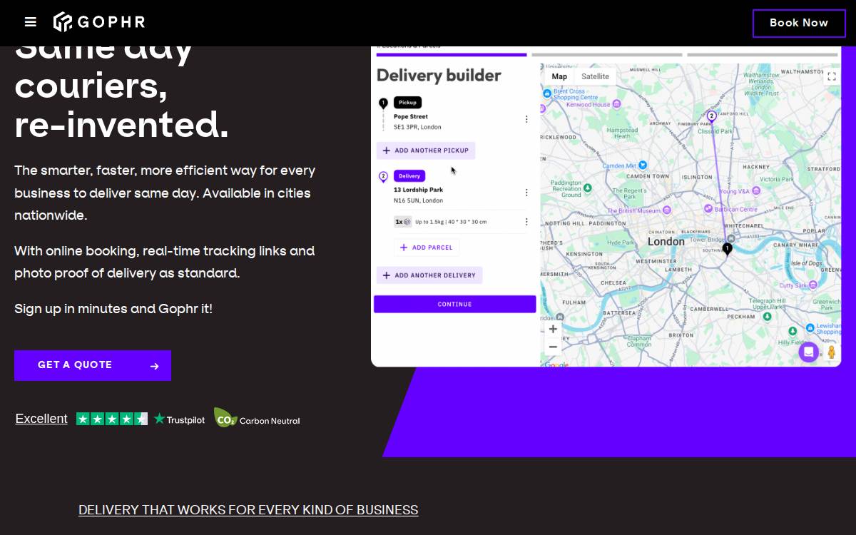 Gophr website preview