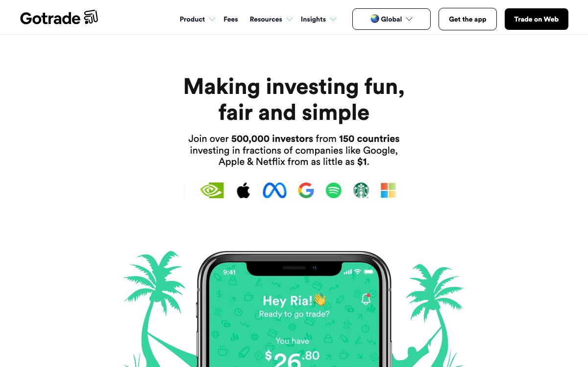 Gotrade website preview