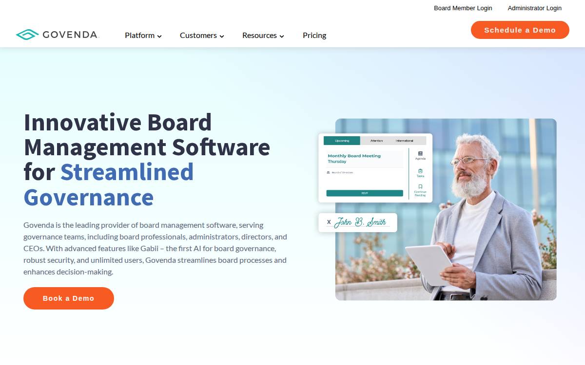 Govenda website preview