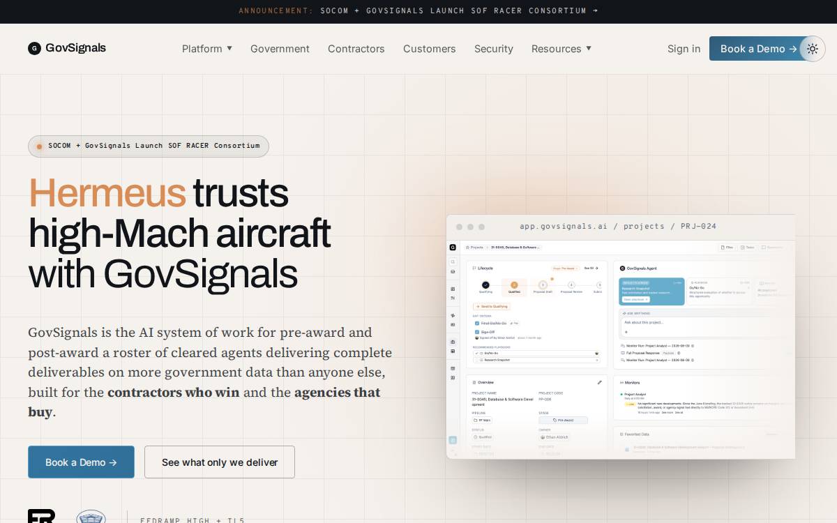 GovSignals website preview