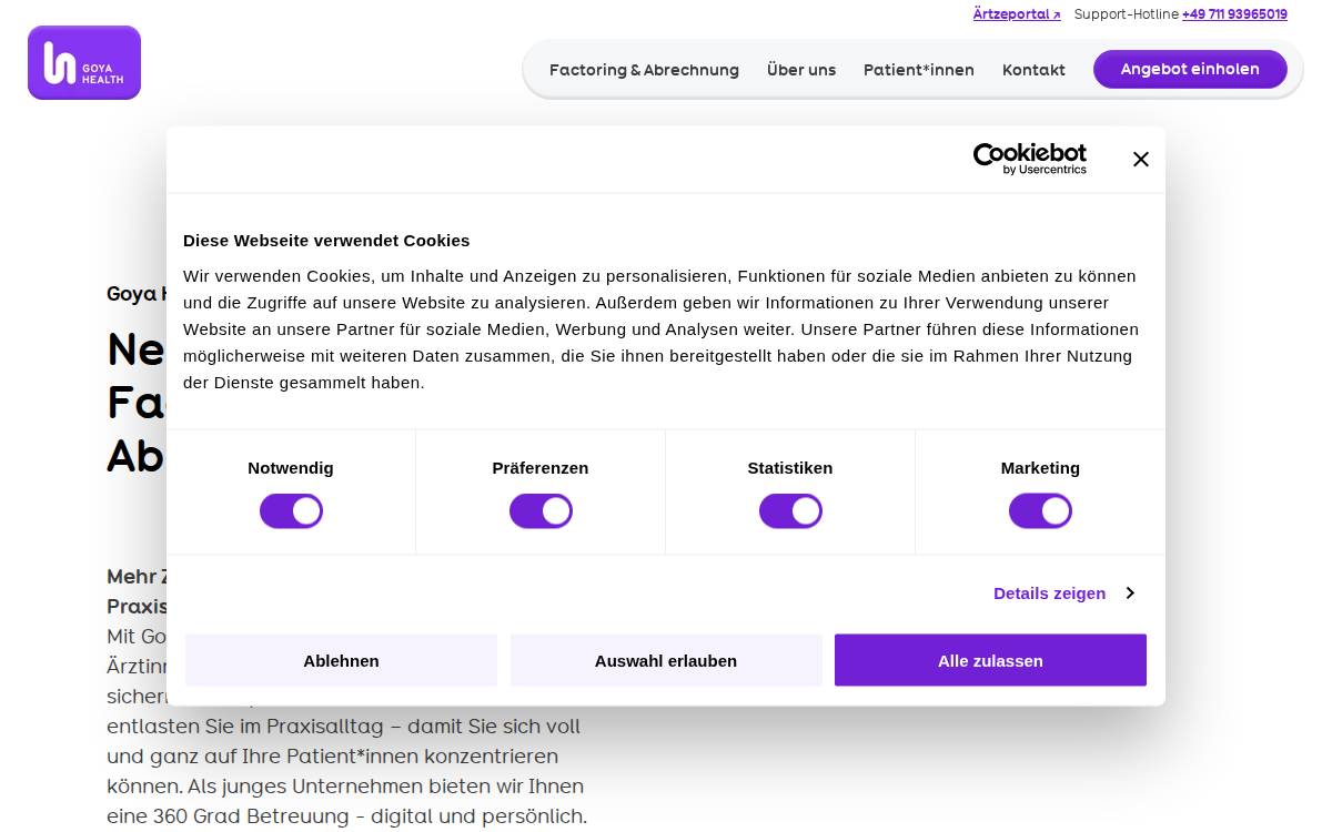 Goya Health website preview