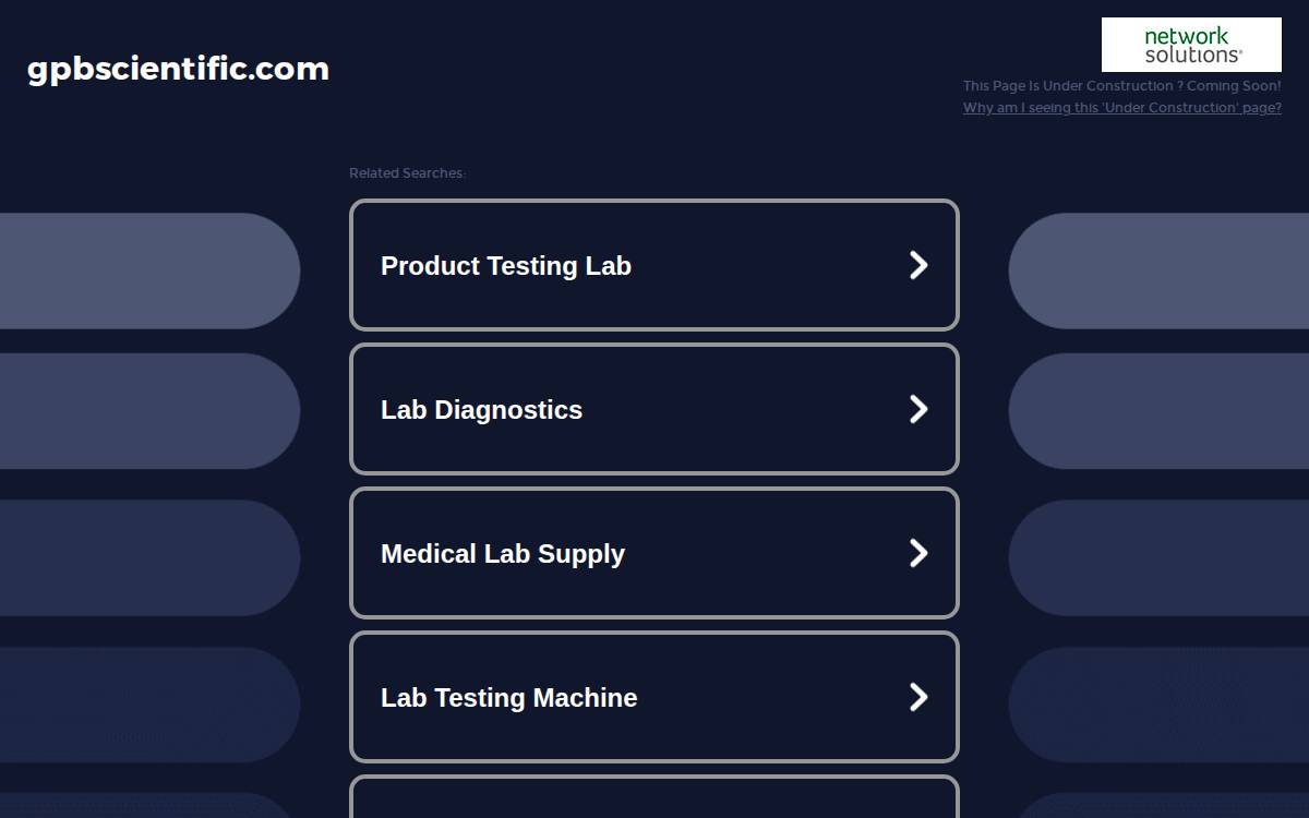 GPB Scientific, Inc. website preview