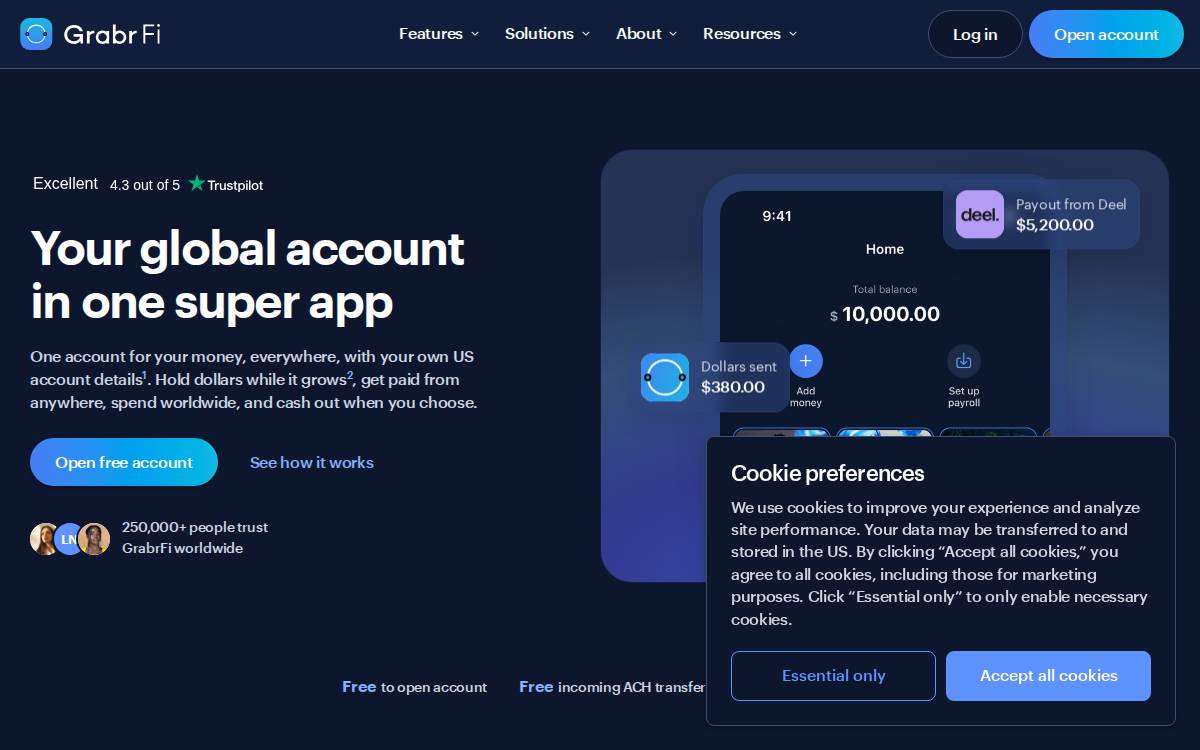 GrabrFi website preview