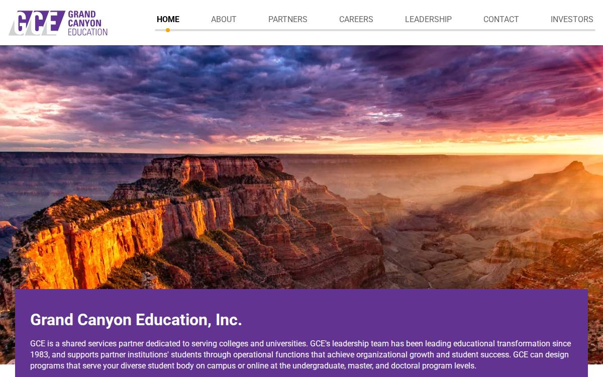 Grand Canyon Education website preview