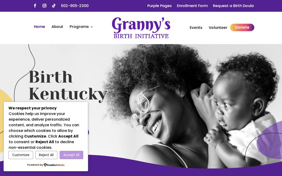 Granny's Birth Initiative website preview