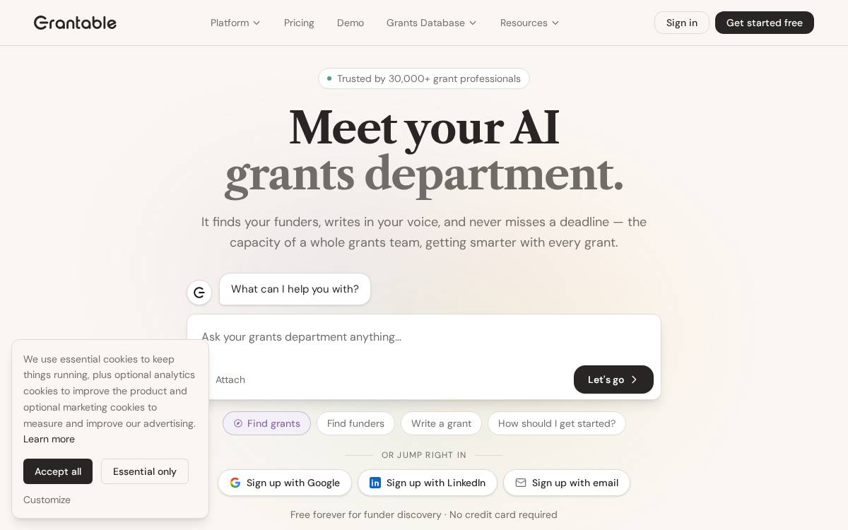 Grantable website preview