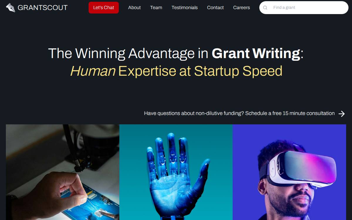 Grantscout website preview