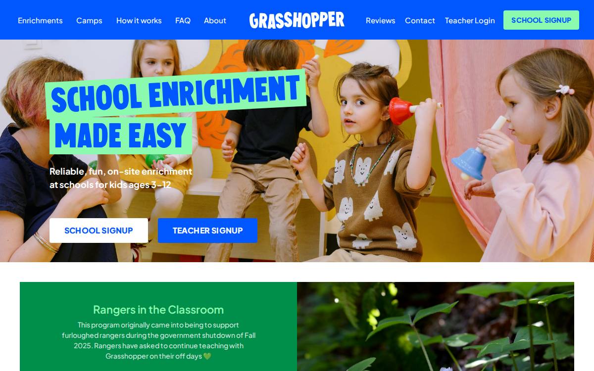 Grasshopper Kids website preview