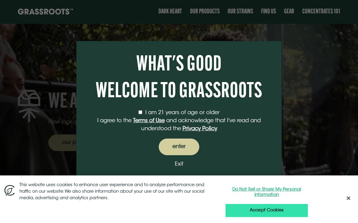 Grassrootscannabis website preview