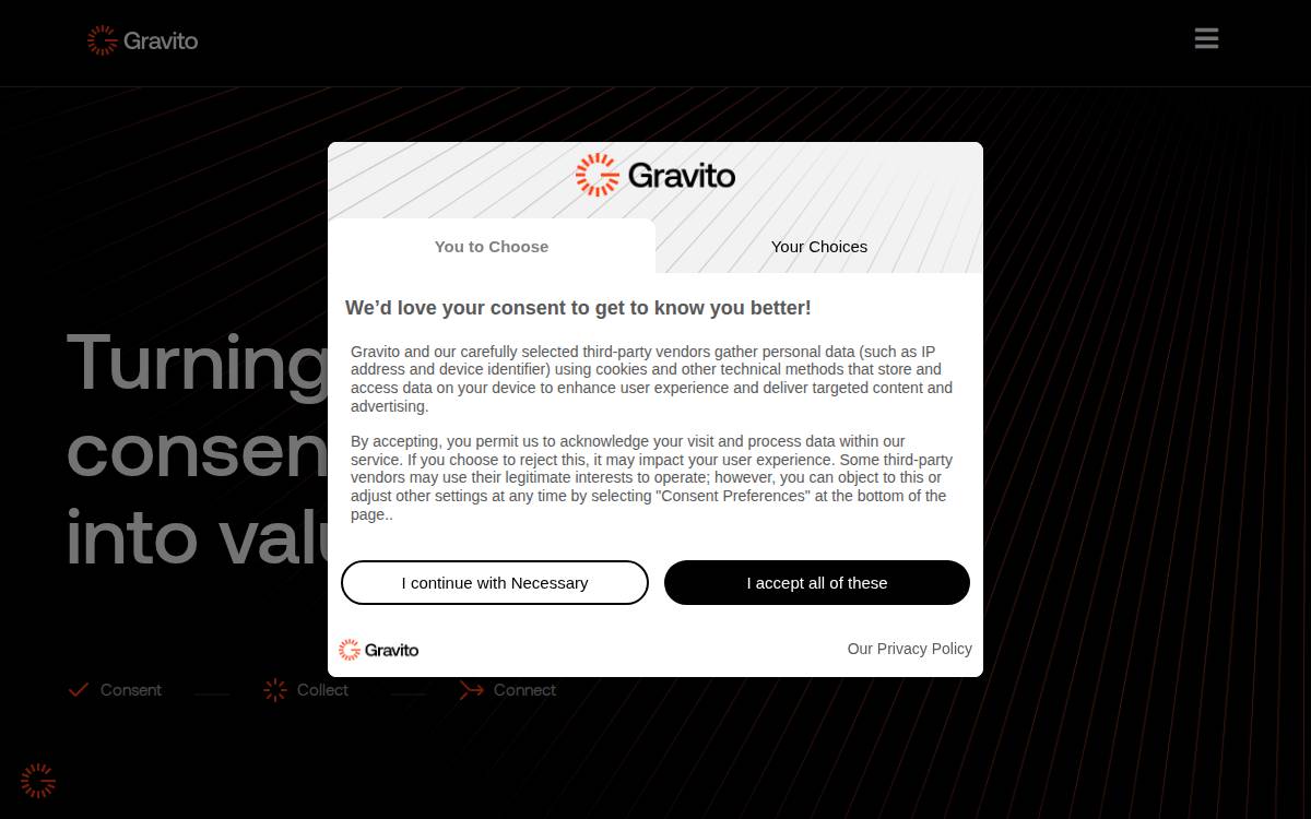 Gravito website preview