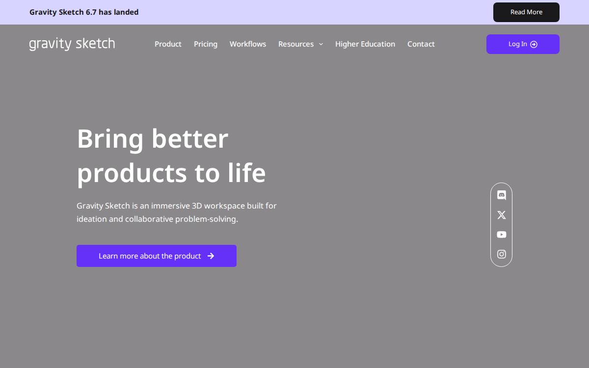 Gravity Sketch website preview