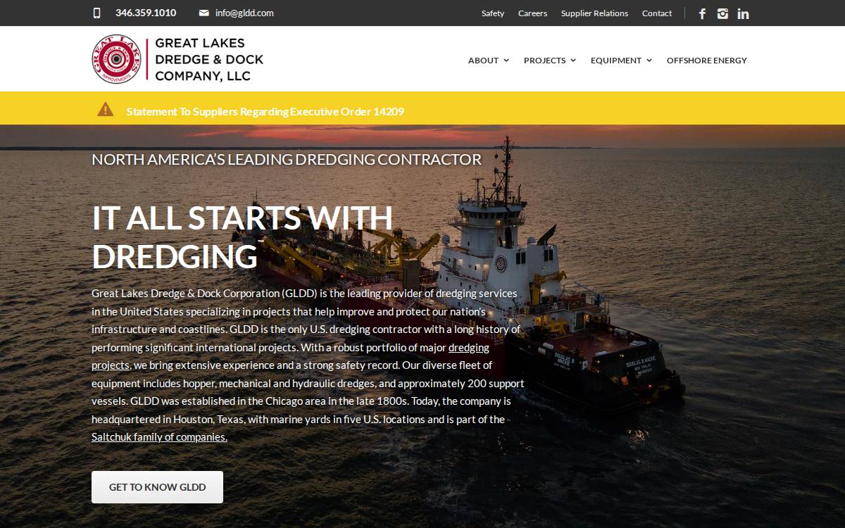 Great Lakes Dredge & Dock website preview