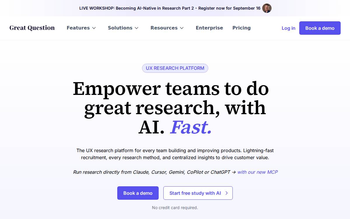 Great Question website preview