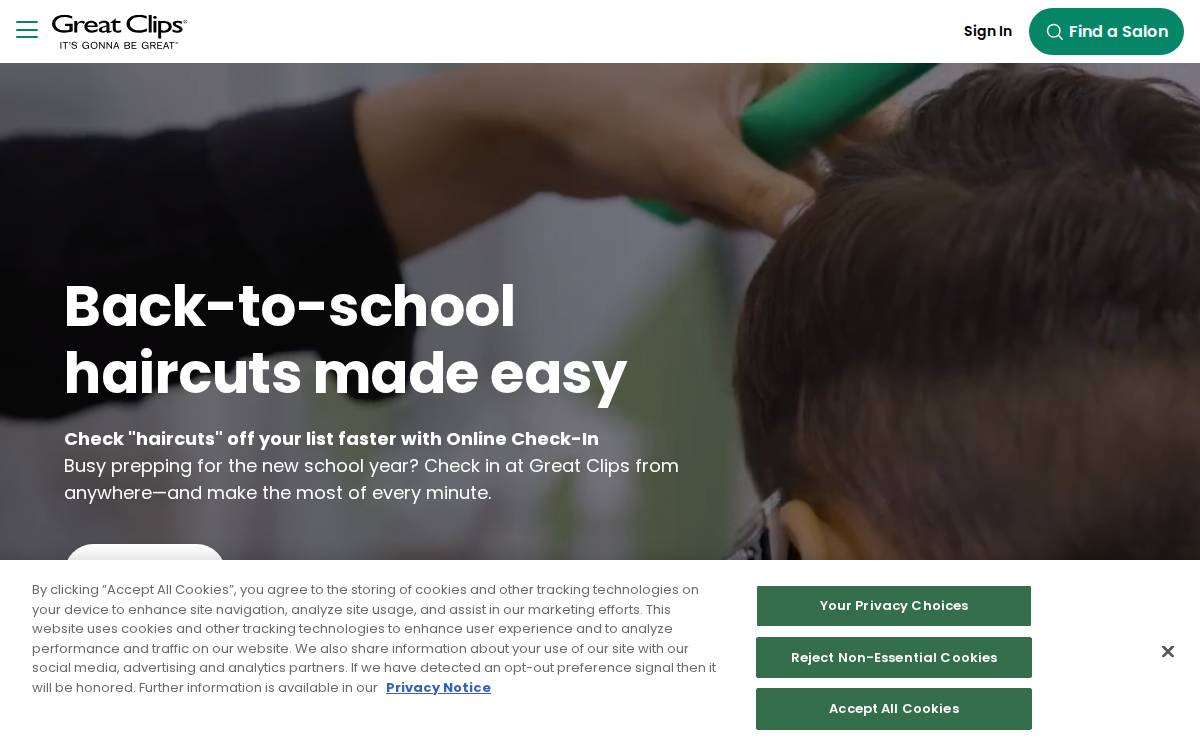 Greatclips website preview