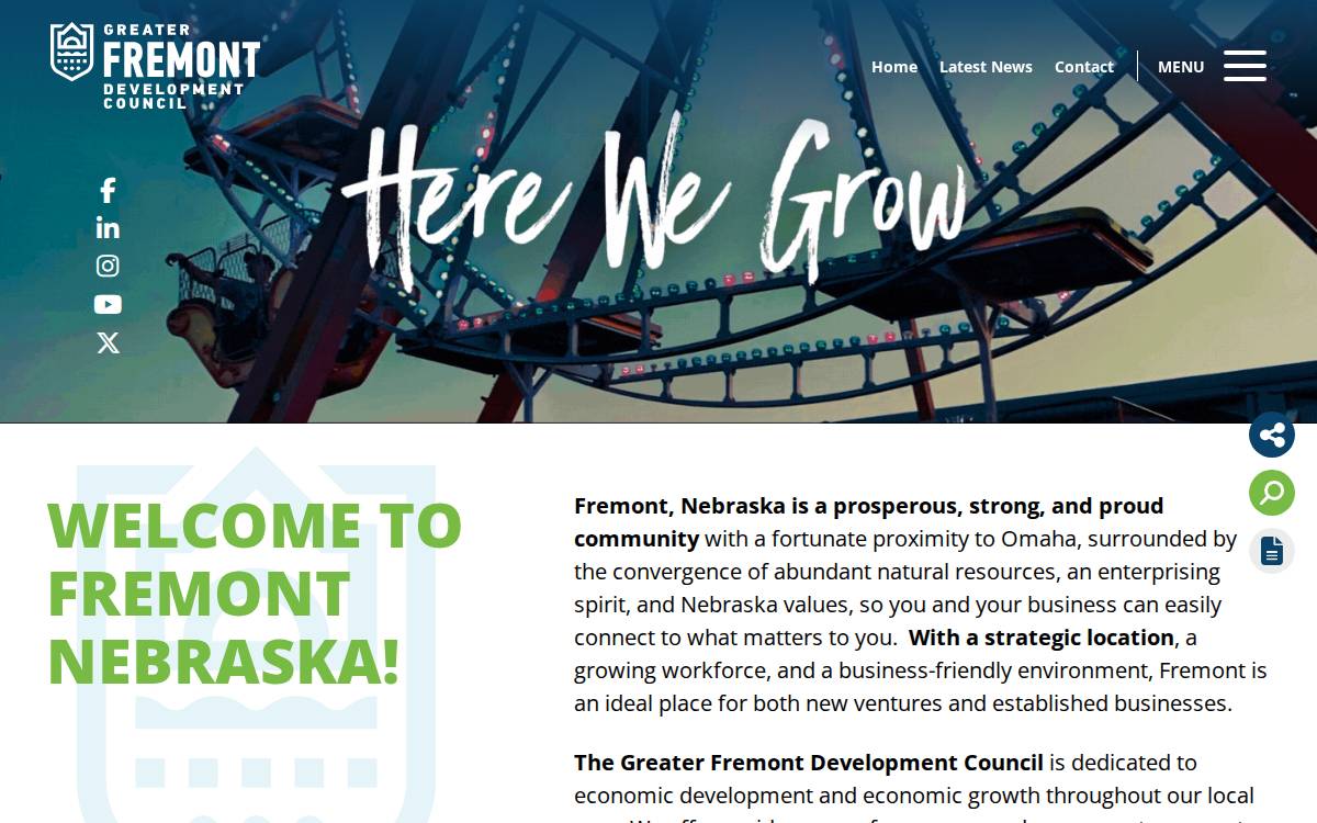 Greater Fremont Development Council website preview