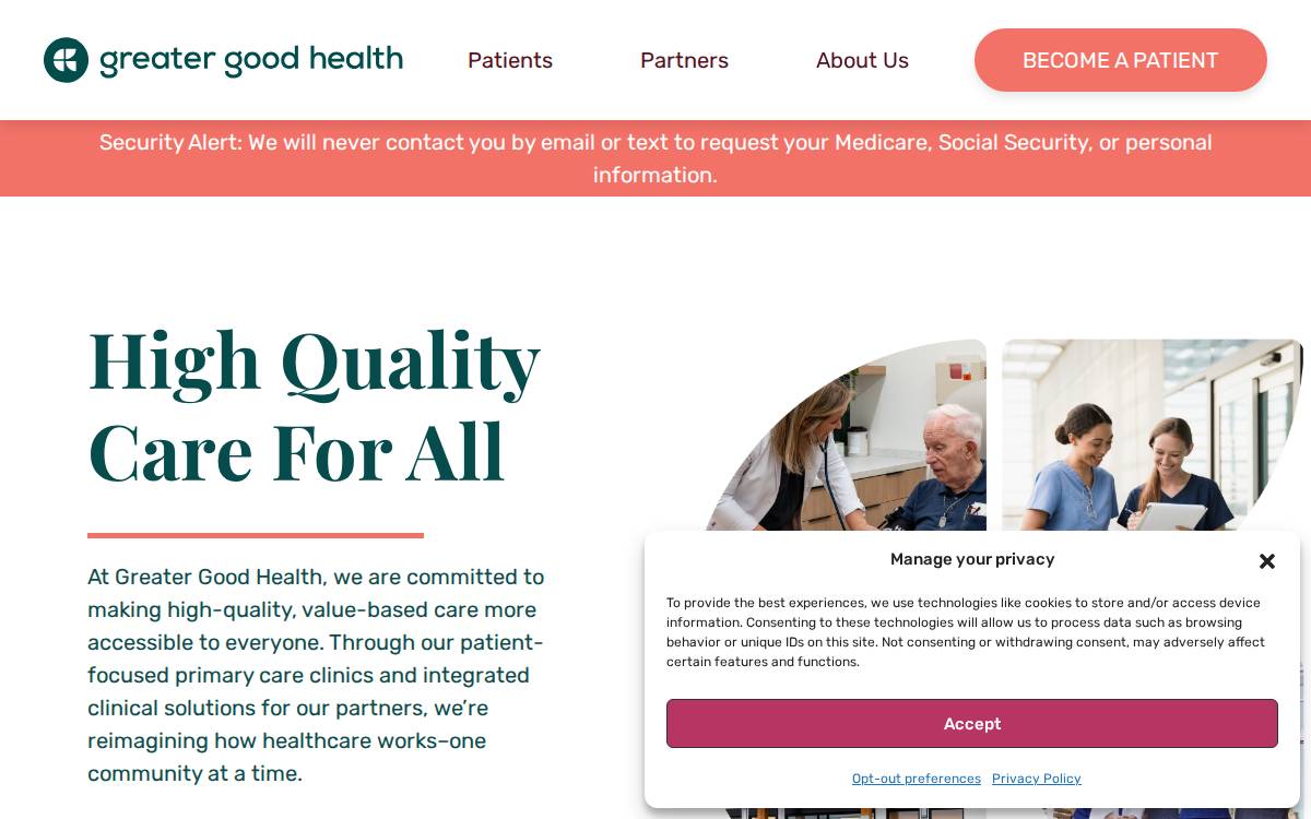Greater Good Health website preview