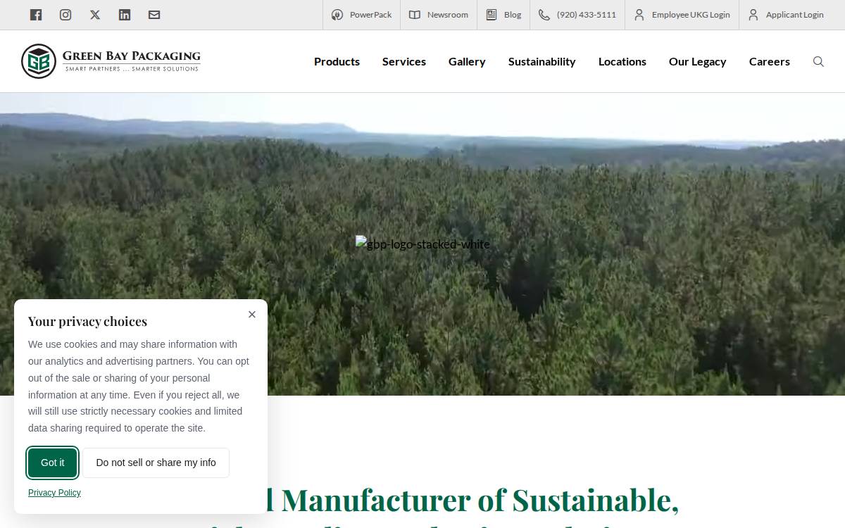Green BAY Packaging website preview
