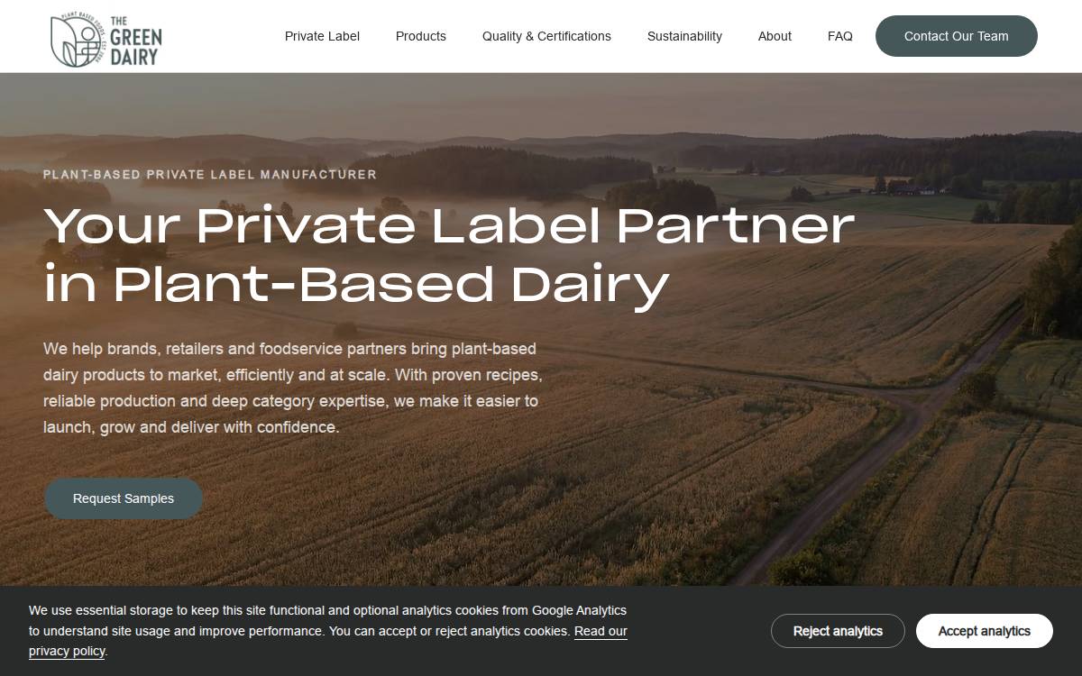 green dairy website preview