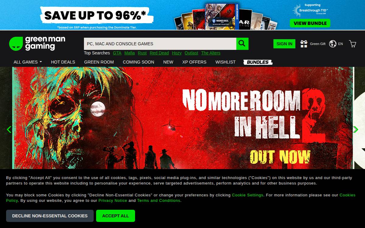Green Man Gaming website preview
