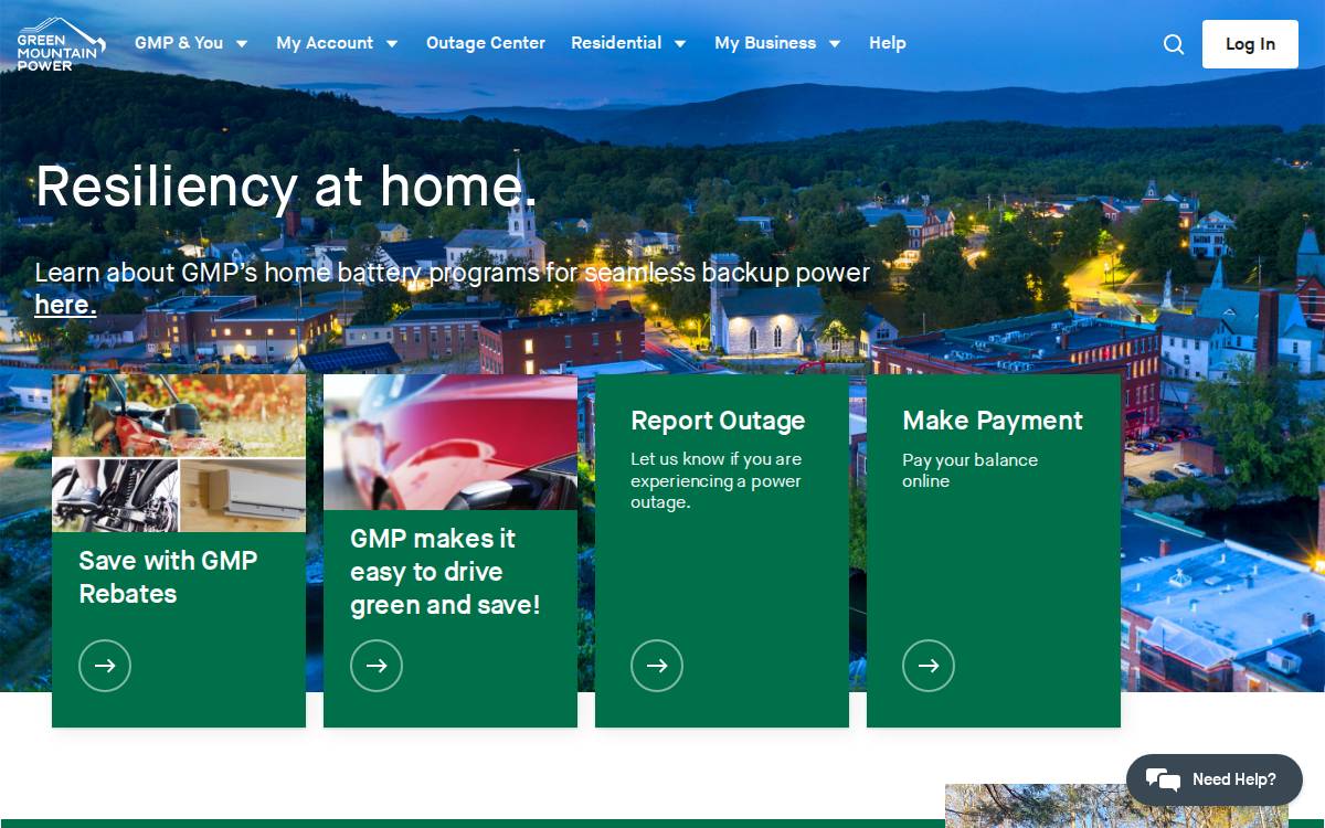 Green Mountain Power website preview