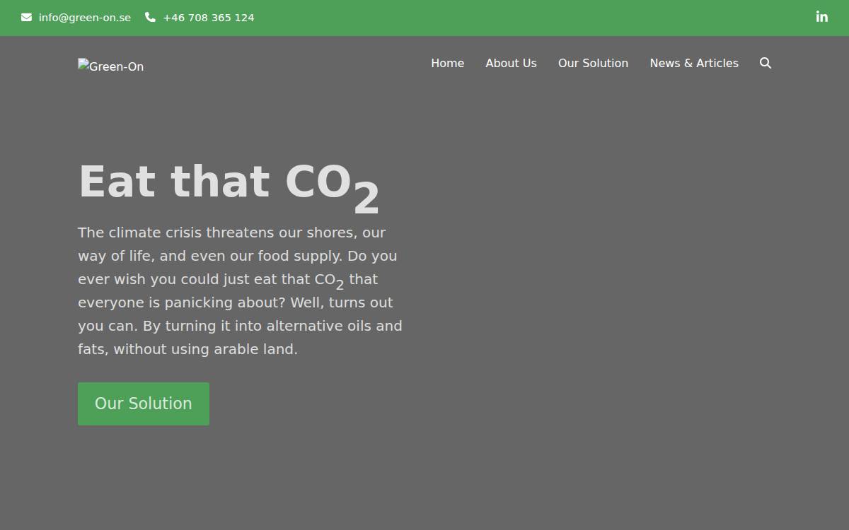 Green On website preview
