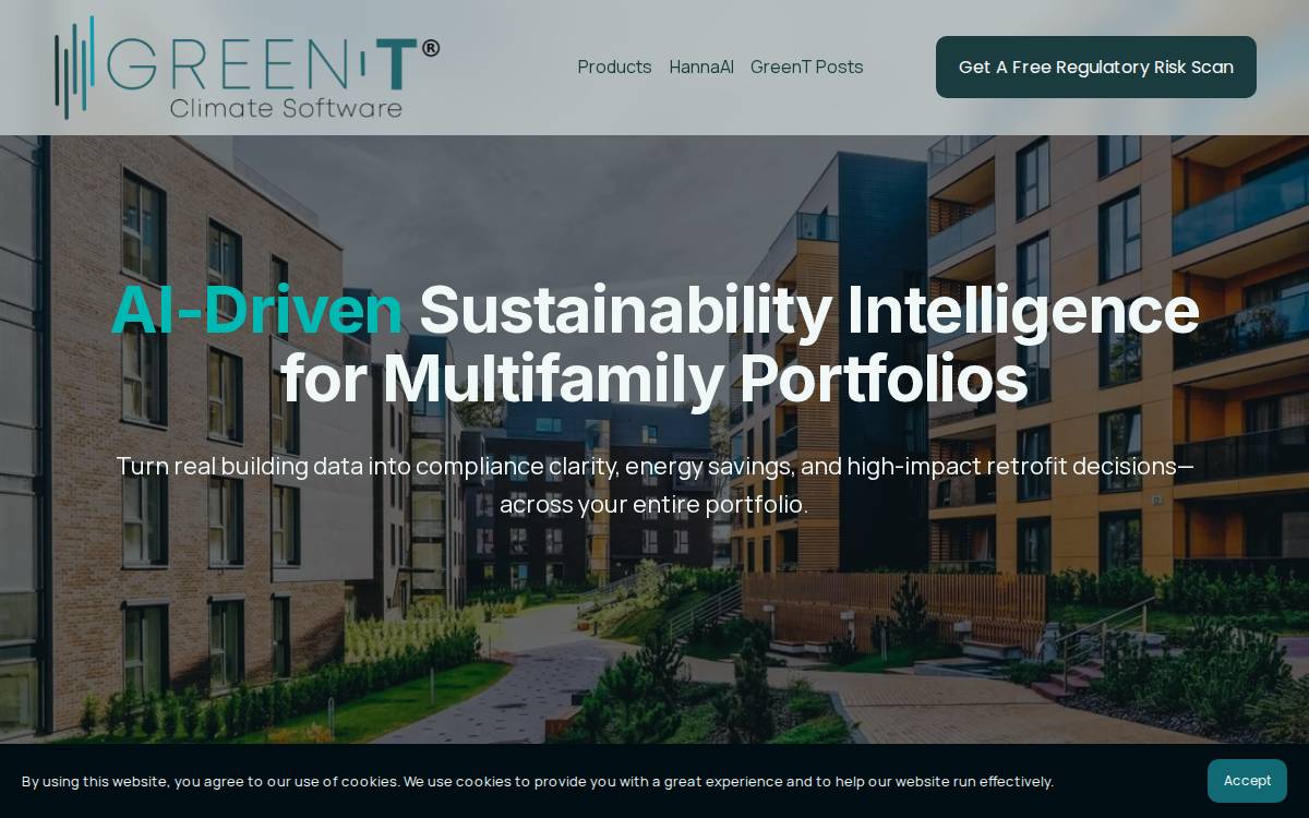 Green T climate software website preview