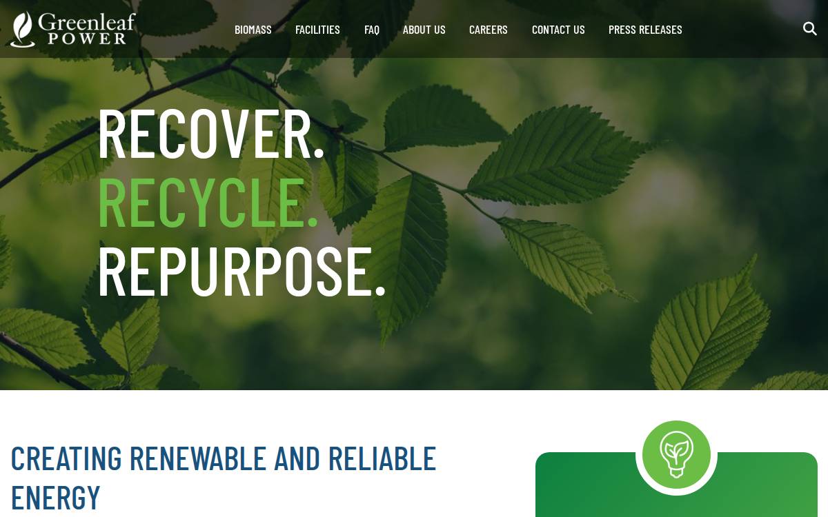 Greenleaf Power website preview