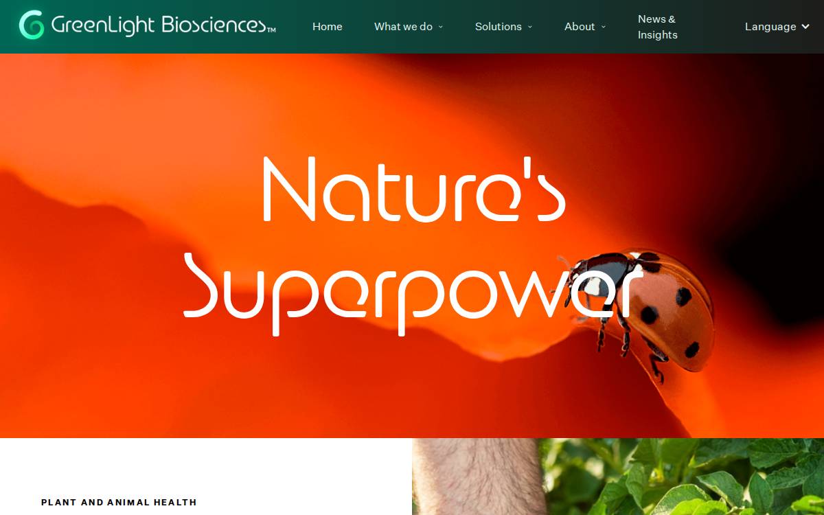 GreenLight Biosciences website preview