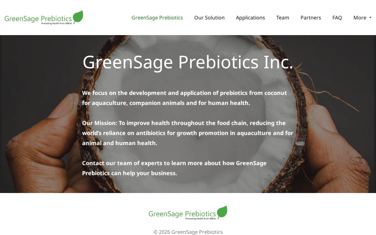 GreenSage Prebiotics website preview