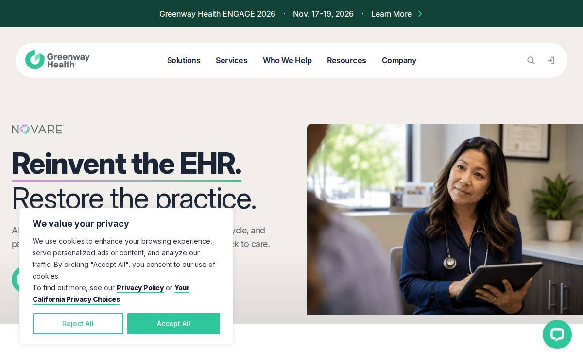 Greenway Health website preview