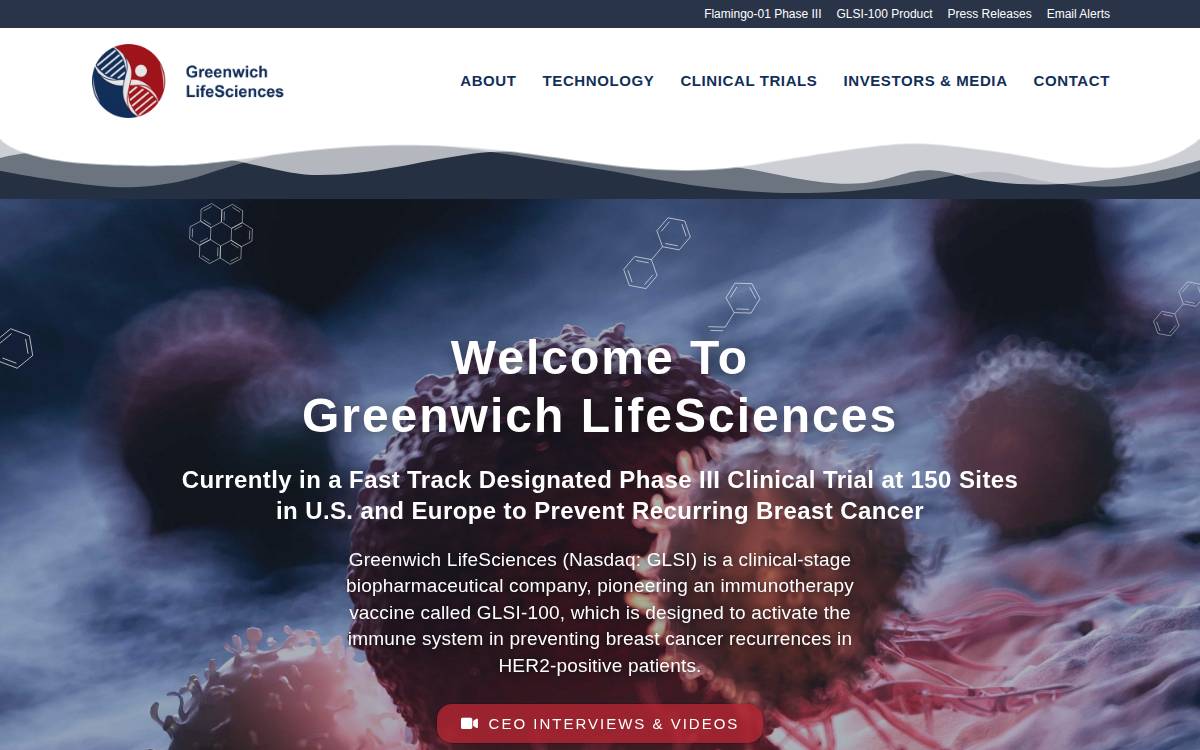 Greenwich LifeSciences website preview
